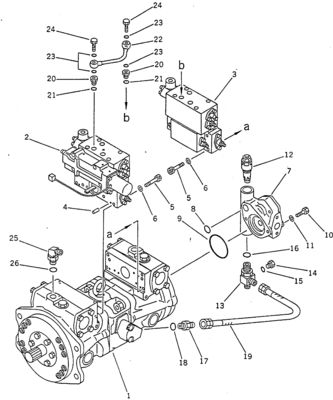 708-23-04014 PC100-5 120-5 150-5 Συγκρότημα υδραυλικής αντλίας (HPV55+55) Κομάτσου Μέρη