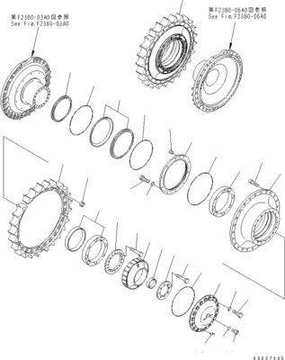 Δορυφόρος Komatsu D375A-3D Ταξιδιωτική συναρμολόγηση Τελικός δίσκος 195-27-00414 195-27-00542 195-27-00552 195-27-00406 195-27-00405