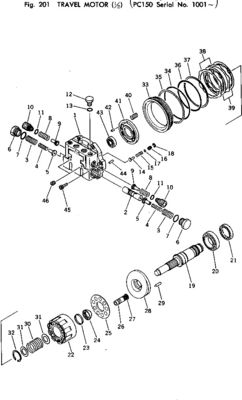 21K-60-00020 Για την Komatsu PC150-1 Εκσκαφέας Συγκρότημα ταξιδιού Τελική κίνηση Αρχική ταξιδιωτική μηχανή Αξιολόγηση υψηλής ποιότητας